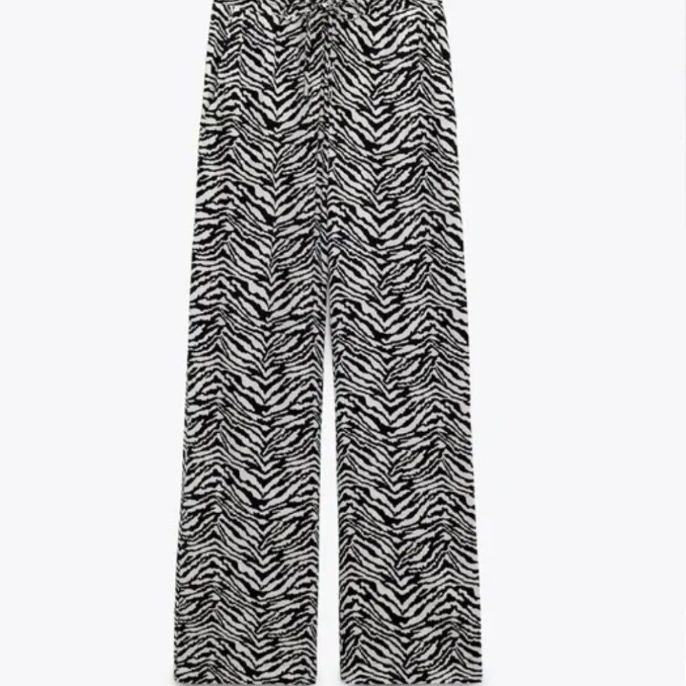 Zara Zebra Print linen pants Size xS